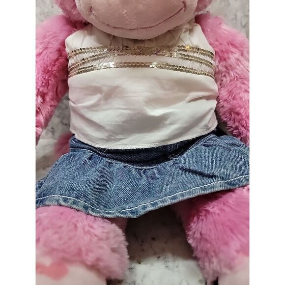 Build‎ A Bear Workshop Pink Hearts Monkey Plush Stuffed Animal - Picture 3 of 8